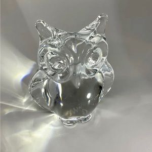 Beautiful Vintage Daum Clear Crystal Owl Figurine, Made in France